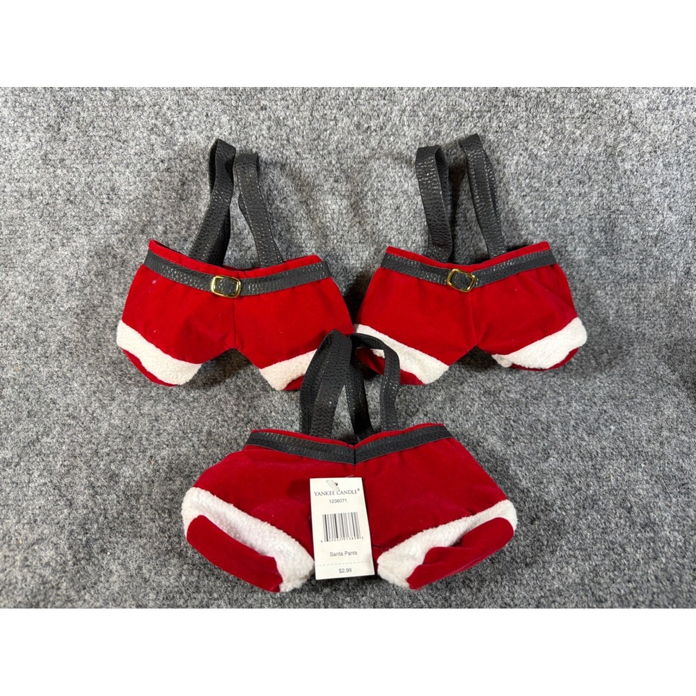 Yankee Candle Santa Pants Holiday Candle Holder Gift Bag Set of 3 1236071 Red